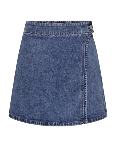 Only - Onlthea Wrap Short Nederdel - Medium Blue Denim